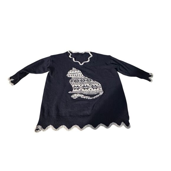 BloomChic Blue and White Crew Neck Sweater - Picture 1 of 5
